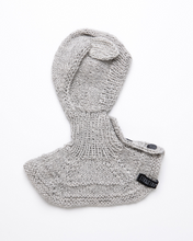 Load image into Gallery viewer, Light grey alpaca wool ear flap hat with buttons
