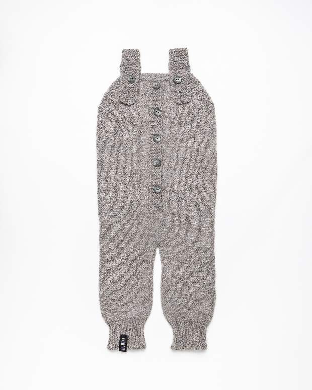 Grey alpaca wool romper with grey details